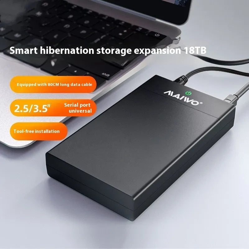 3.5-inch SATA to USB hard disk enclosure with sliding cover in black and silver colour option