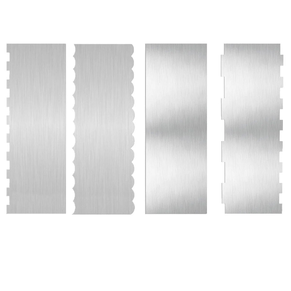 Stainless steel cake decorating cream scraper with polygon patterns