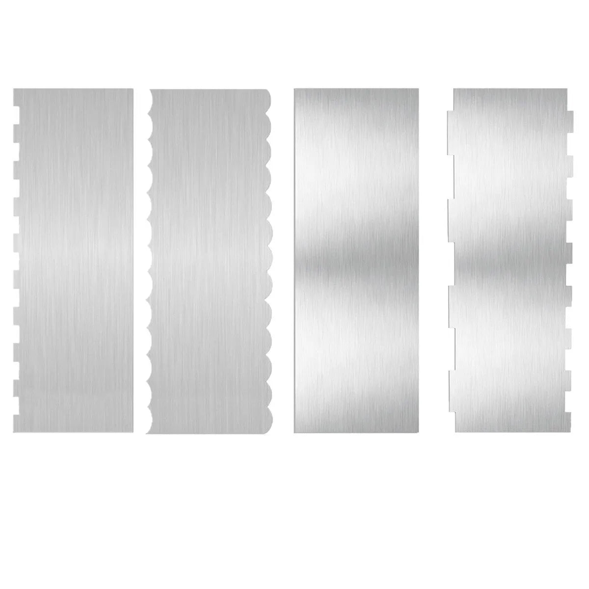 Stainless steel cake decorating cream scraper with polygon patterns