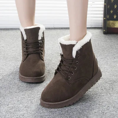 Women's suede snow boots with artificial wool lining and plastic sole, low tube, available in eight colours sizes 35-43