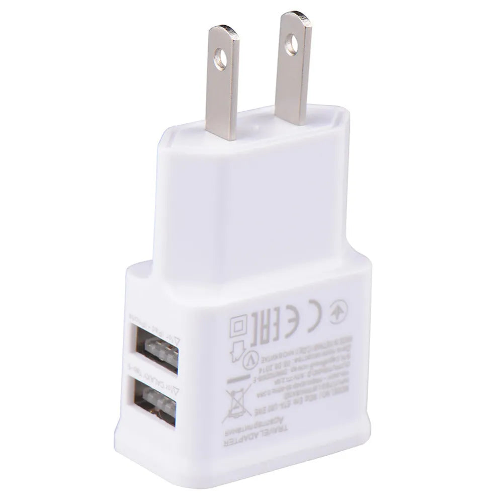 EU dual USB charging head in ABS plastic, black, with two USB ports and European plug