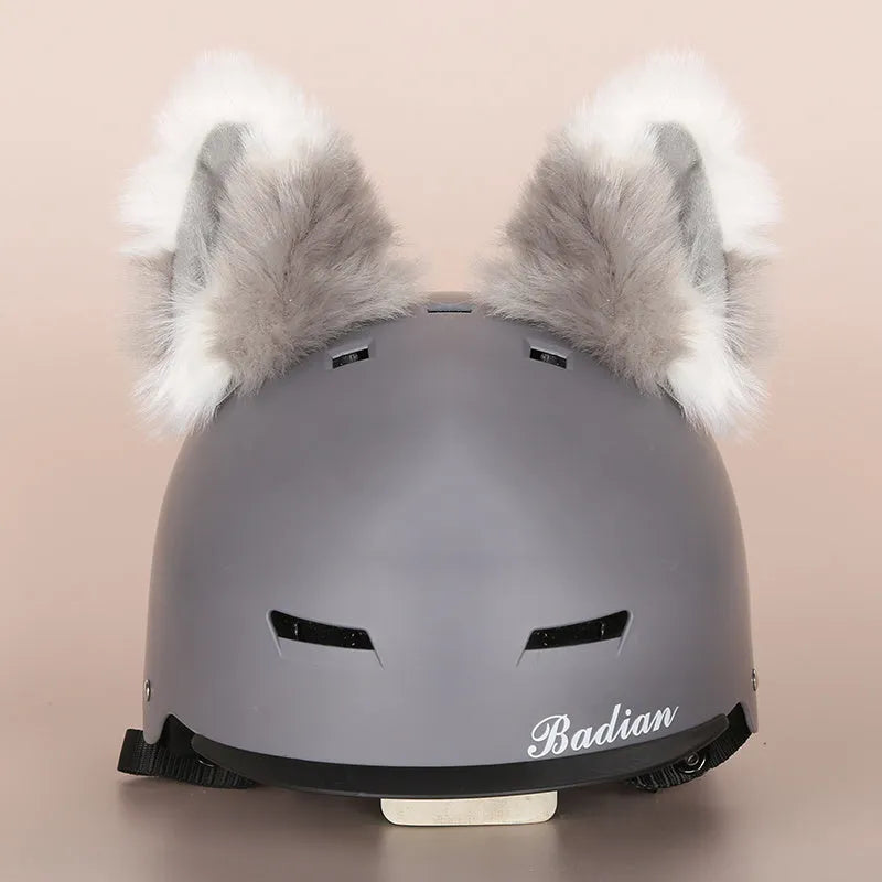 Plush cartoon character ski helmet decoration with elastic headband in assorted designs