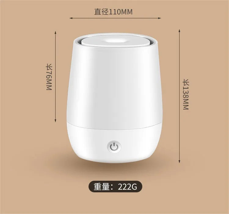 White USB aroma diffuser humidifier with simulated flame effect and Type-C connection