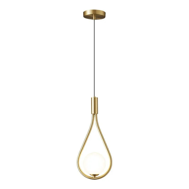 Copper modern minimalist bedside chandelier with choice of honeycomb or milk white lamp covers.