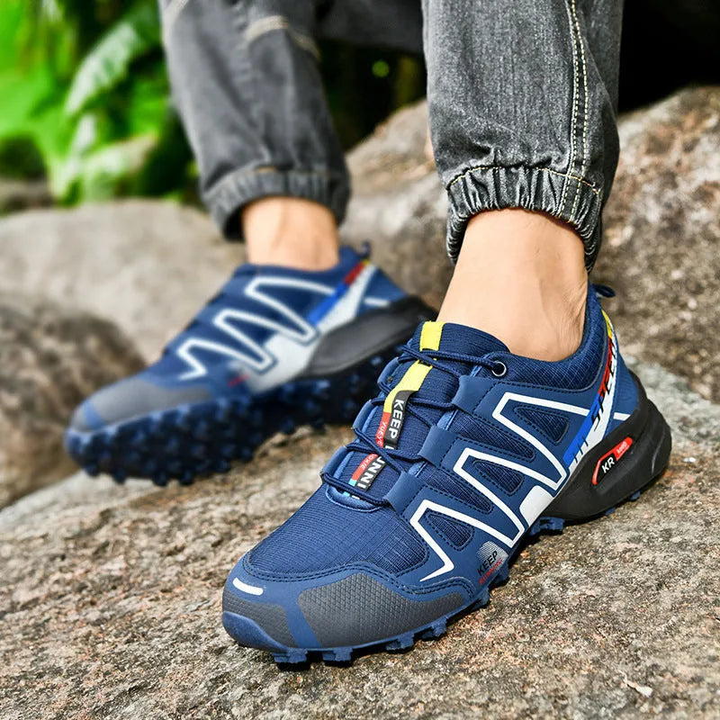 Men's grey orange casual running shoes with synthetic leather upper and rubber sole
