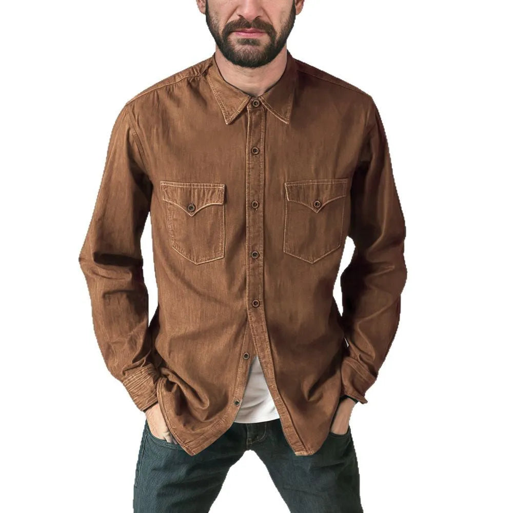Men's cotton denim cardigan coat in regular fit available in black blue gray and khaki colors
