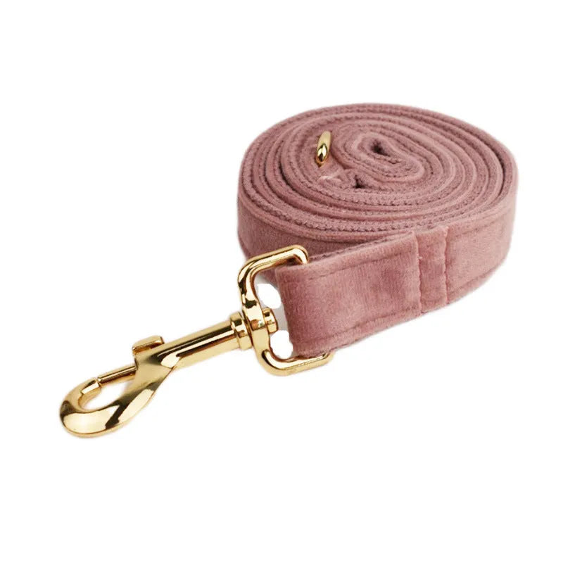 Light purple dog collar with pink velvet fabric shown in multiple size options