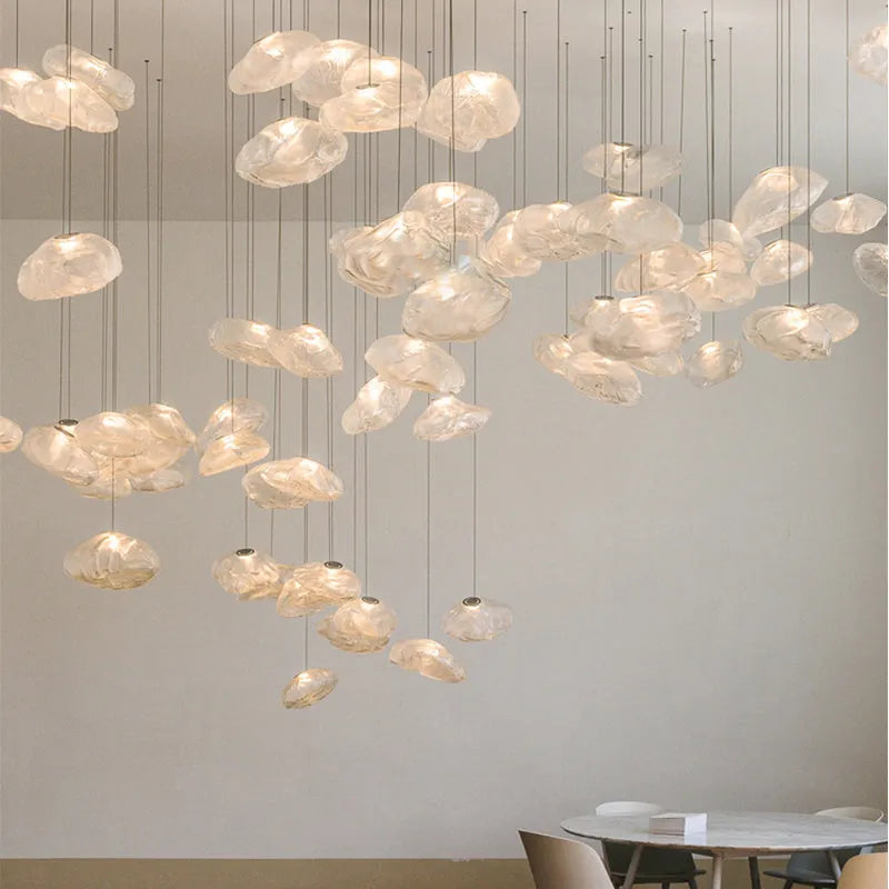 Modern European style glass decorative chandelier with transparent shade in two size options