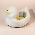 Blue duck shape fluffy pet bed for small dogs and cats with raised edges