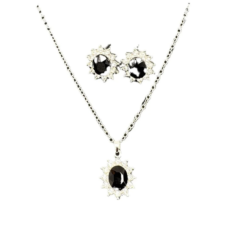Sunflower zircon earrings and necklace jewellery set in six colour options