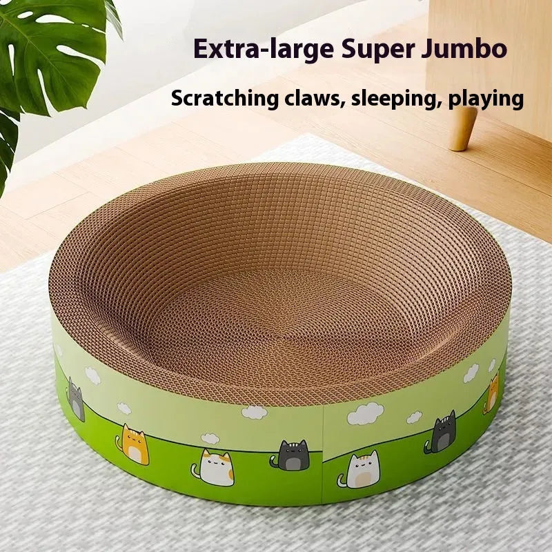 Round and oval corrugated paper cat scratch boards with deepening pit design in sizes from 45cm to 55cm