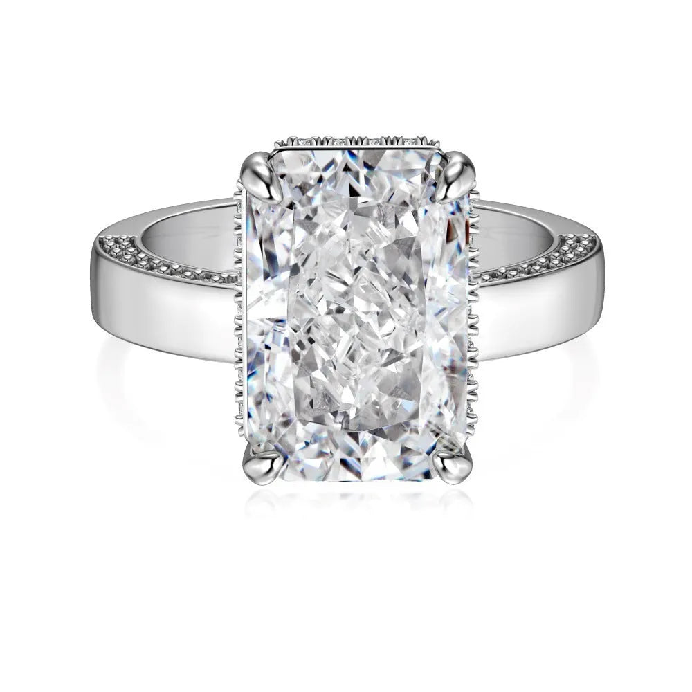 S925 sterling silver women's ring with geometric quadrilateral shape, available in two colours and sizes 5 to 9