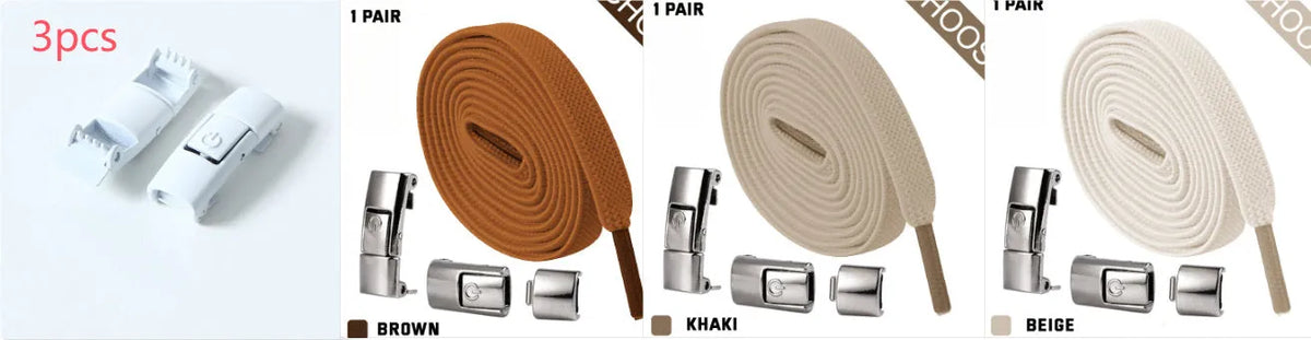 8mm widened flat elastic shoelaces with press lock mechanism in black and white for sneakers