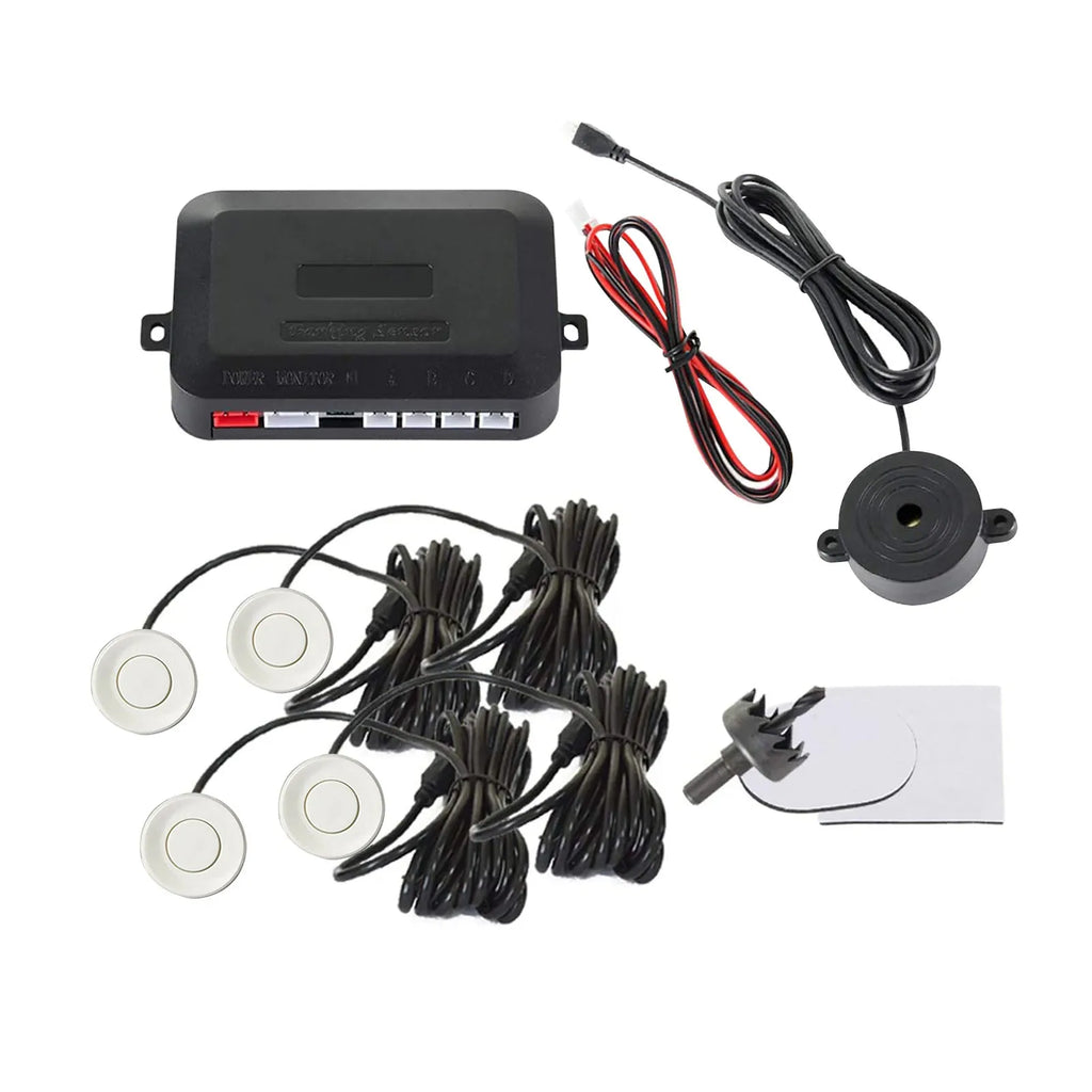 4-probe car reversing radar parking sensor system with buzzer alert and installation components