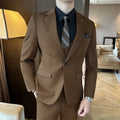 Men's slim fit business formal suit jacket in dark green, brown, or camel colour