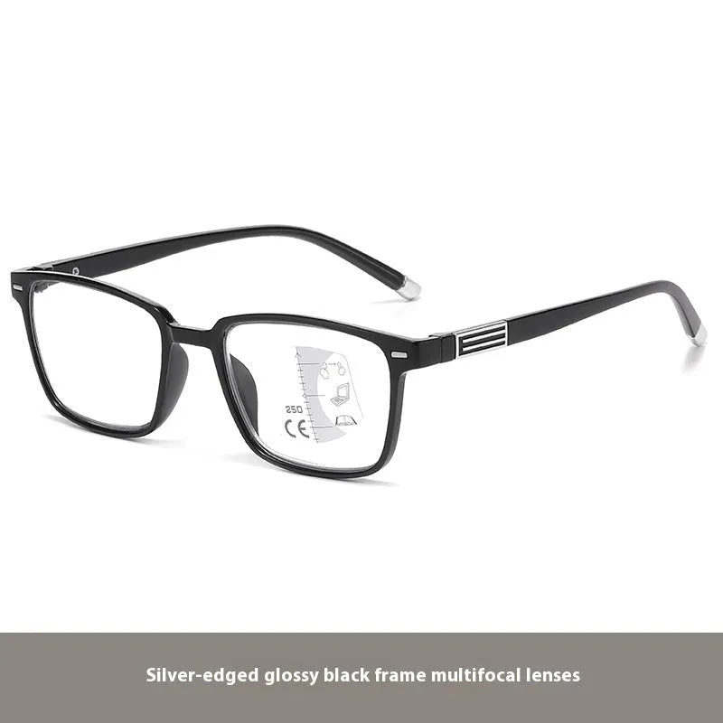 Anti blue light multifocal reading glasses with colour changing lenses in various frame colours