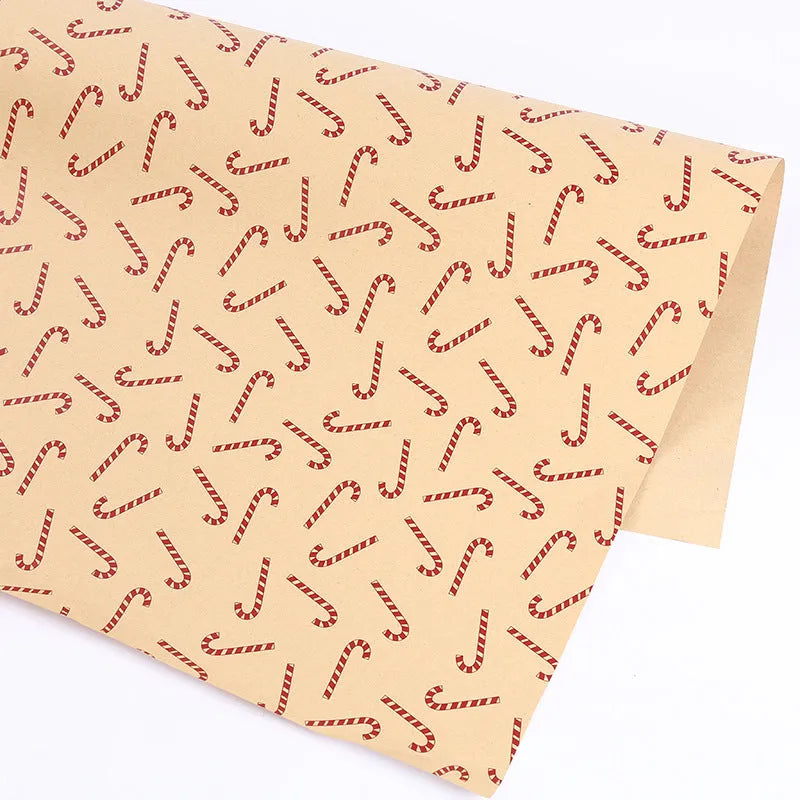 Thickened Christmas wrapping paper sheet 50x70cm in kraft paper with festive snowflake and reindeer designs