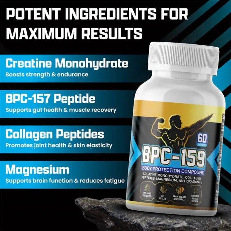 Bottle of body energy supplement capsules for general wellness support