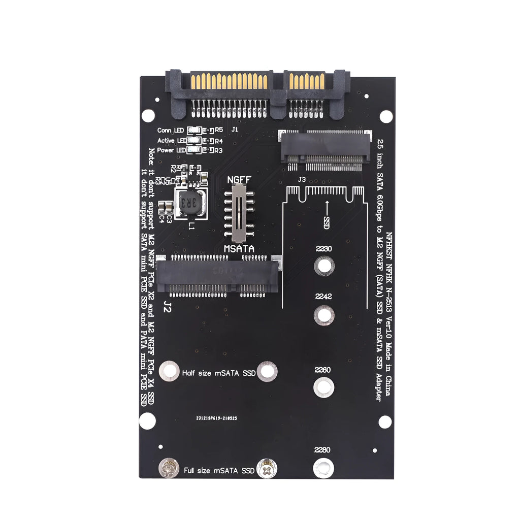 Black SATA3 to M.2 MSATA SSD conversion adapter card measuring 50mm by 30mm