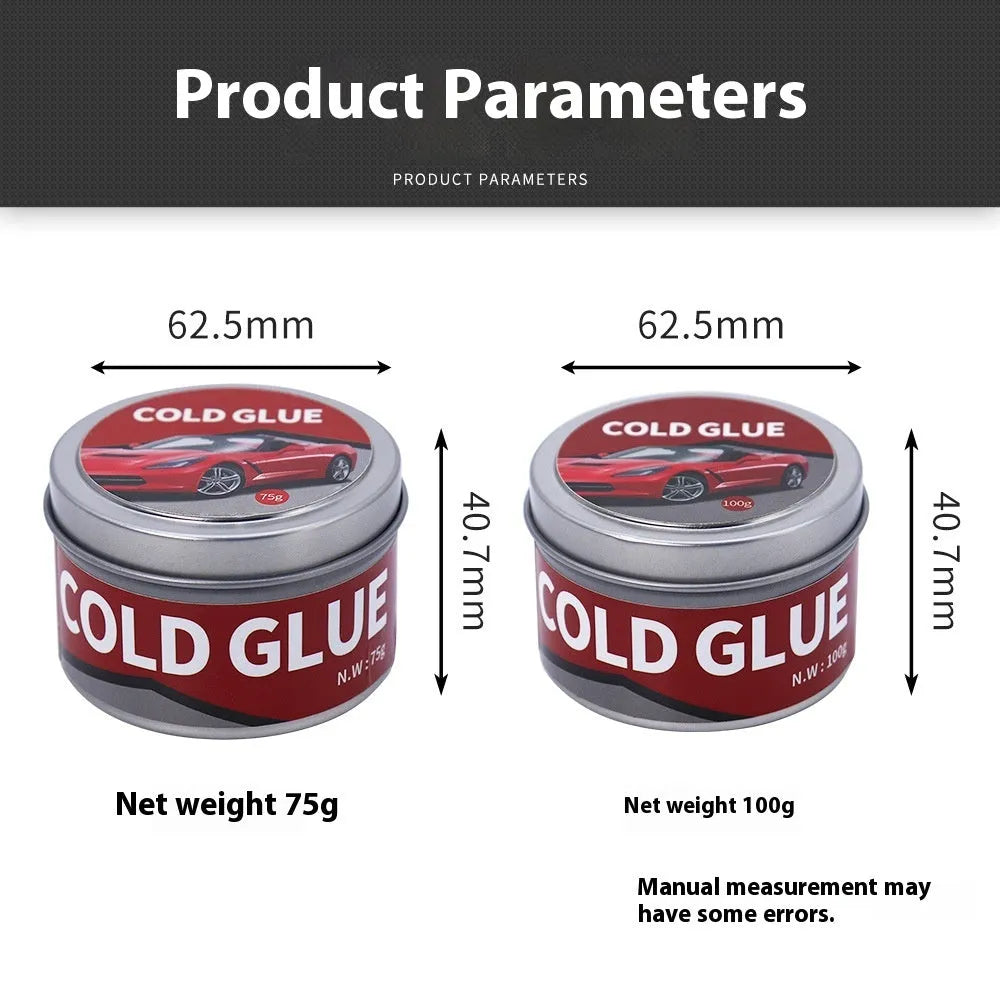 Automobile depression repair cold glue container for car bodywork in 75g and 100g sizes