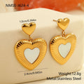 Gold-coloured heart-shaped stainless steel earrings with electroplated finish for women