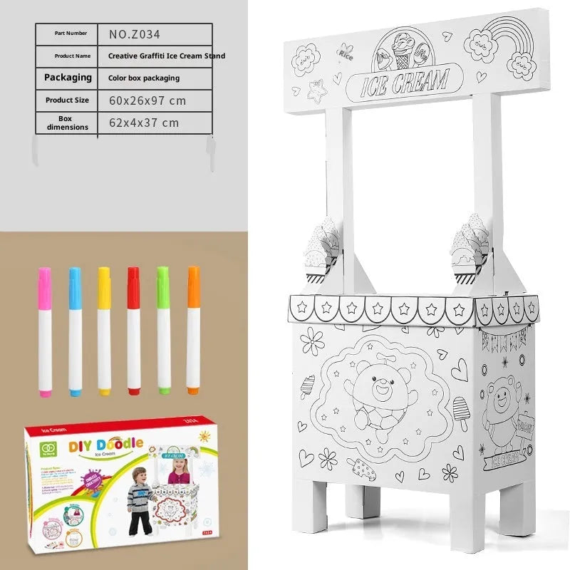 Handmade DIY assembled carton colour filling toy model paper craft kit in colour box
