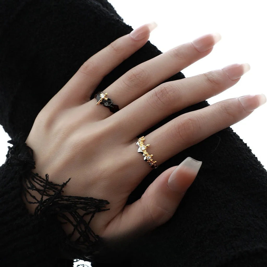 Adjustable Princess Knight couple ring in silver with electroplated finish and original design