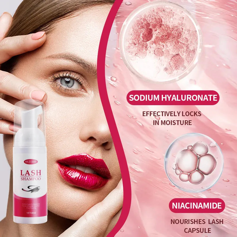 60ml bottle of eyelash cleaning shampoo mousse for lash hygiene