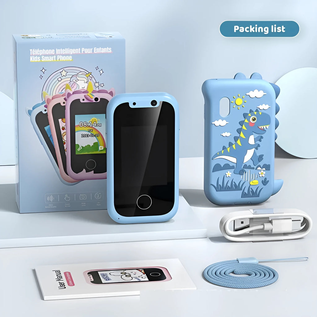 Kids mini bear handheld touch mobile phone toy with camera, 512MB, blue or green silicone case, 85.6 x 37.2 x 140mm