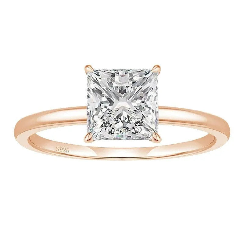 Simple geometric 925 silver women's ring with a round design, shown in silver, gold, and rose gold finishes.
