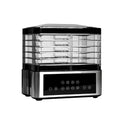 Silver stainless steel household food dehydrator with 14-litre capacity on a kitchen counter.