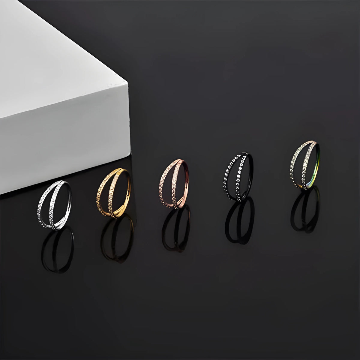 Titanium alloy nose ring with G23 monoclinic diamond treatment in steel or gold colour options