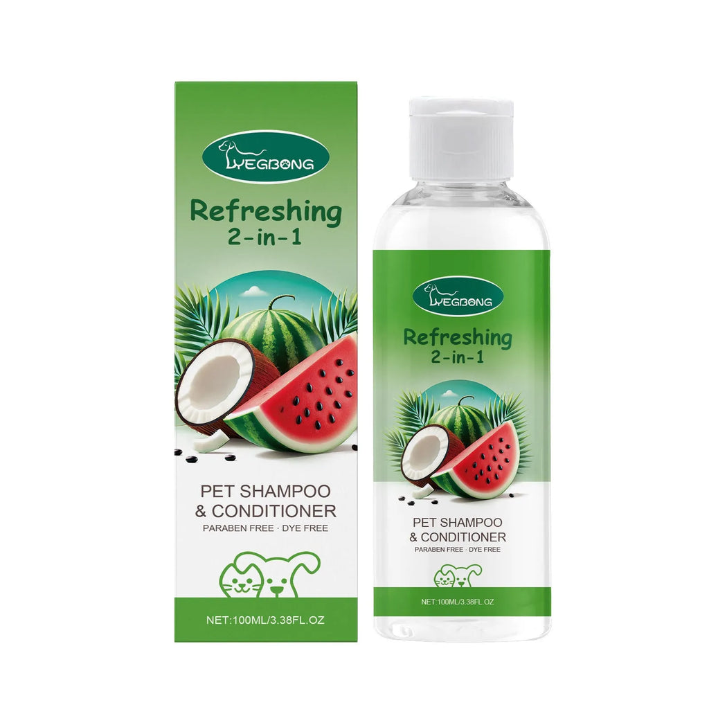 100ml bottle of pet 2-in-1 shampoo fragrance shower gel with watermelon and coconut extracts