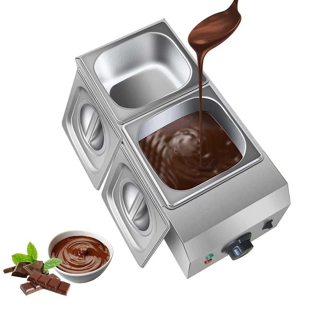 Commercial chocolate melting machine with double pot electric heating and temperature control dial