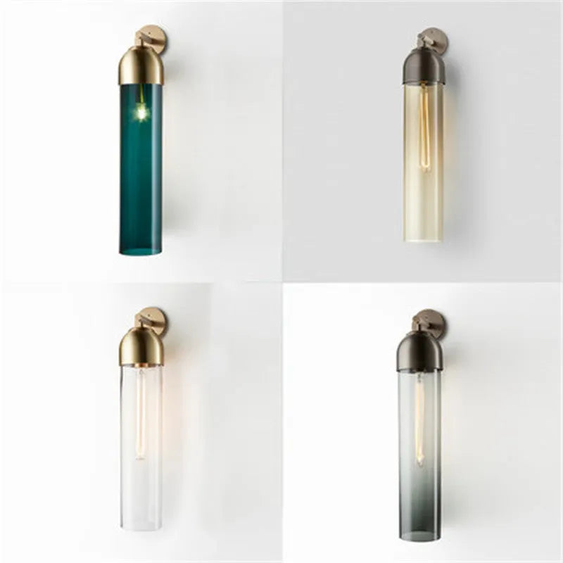 Nordic postmodern glass wall lamp with creative shade design in living room setting