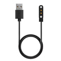 Black smart watch magnetic USB charger with thimble contact, 8cm x 4cm x 1cm, 100cm or 60cm cable.