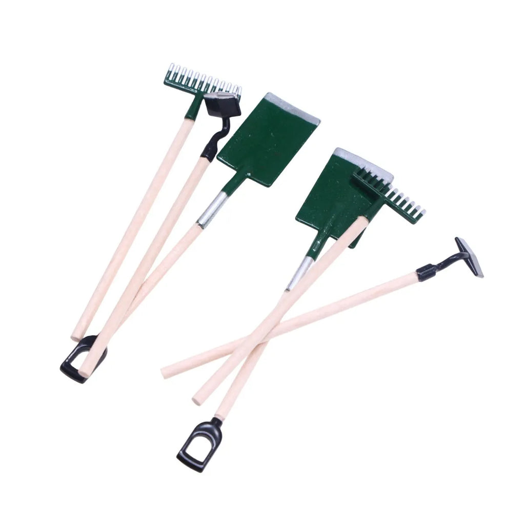 3pcs alloy miniature garden tool set for dollhouse elf garden and farm scenes, listed for ages 7-14