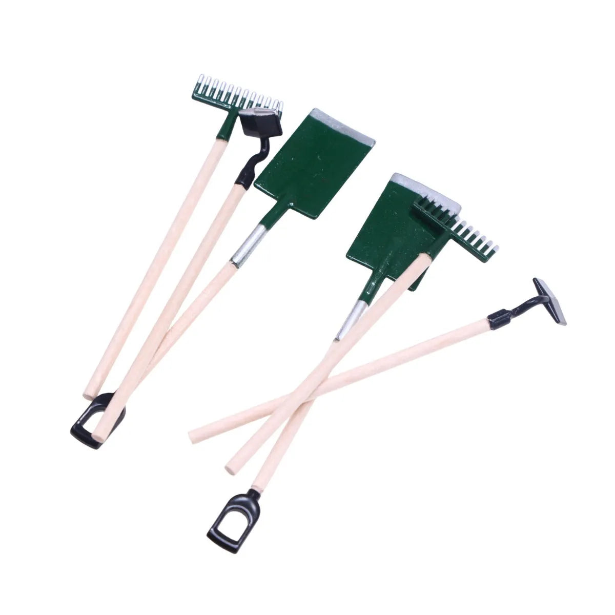 3pcs alloy miniature garden tool set for dollhouse elf garden and farm scenes, listed for ages 7-14