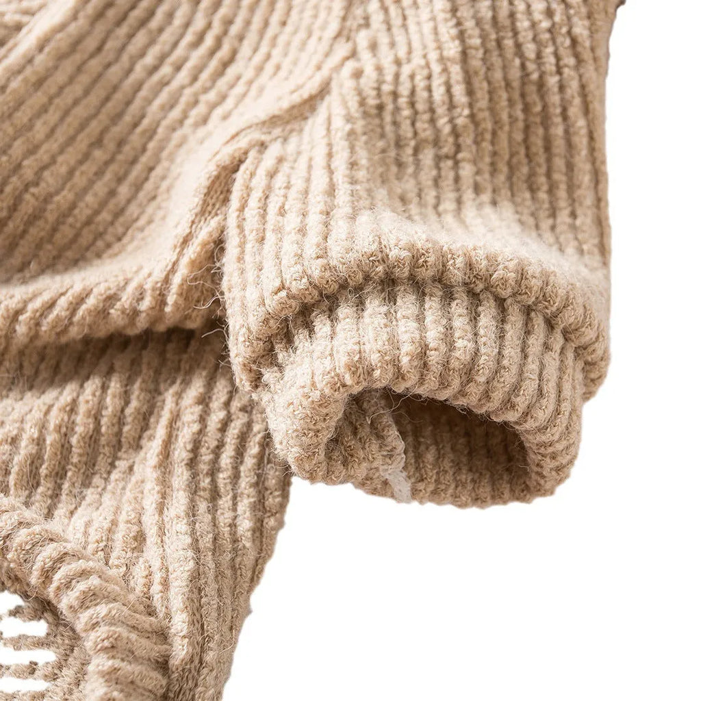 Brown knitted dog sweater pullover for small breeds like Bichon or Pomeranian on a white background