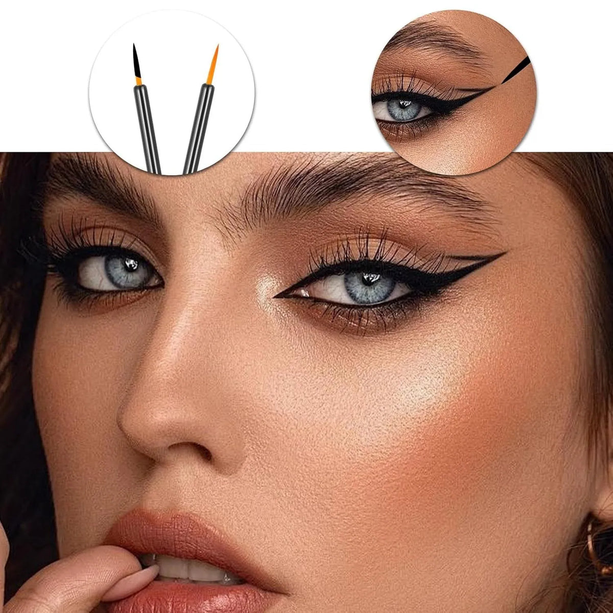 Pack of 100 disposable ultra-fine tip eyeliner brushes with protective plastic sleeves