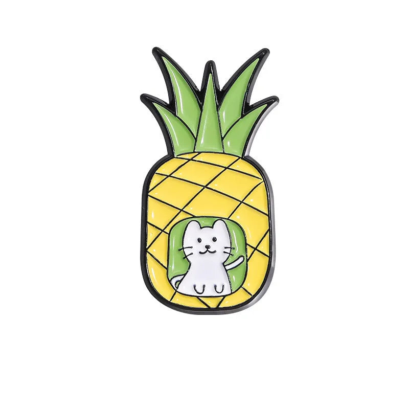 Colourful cartoon fruit metal brooch with European American style decorative design