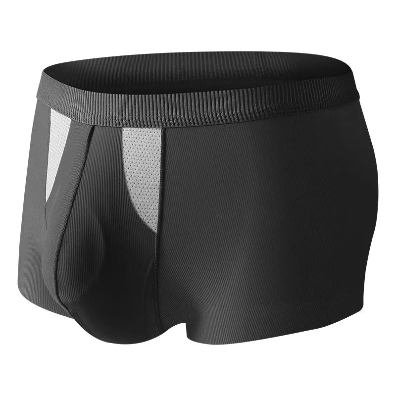 Women's ice silk double-layer nylon mesh sports shorts showing the separate hole bag compartment for dry wet separation.