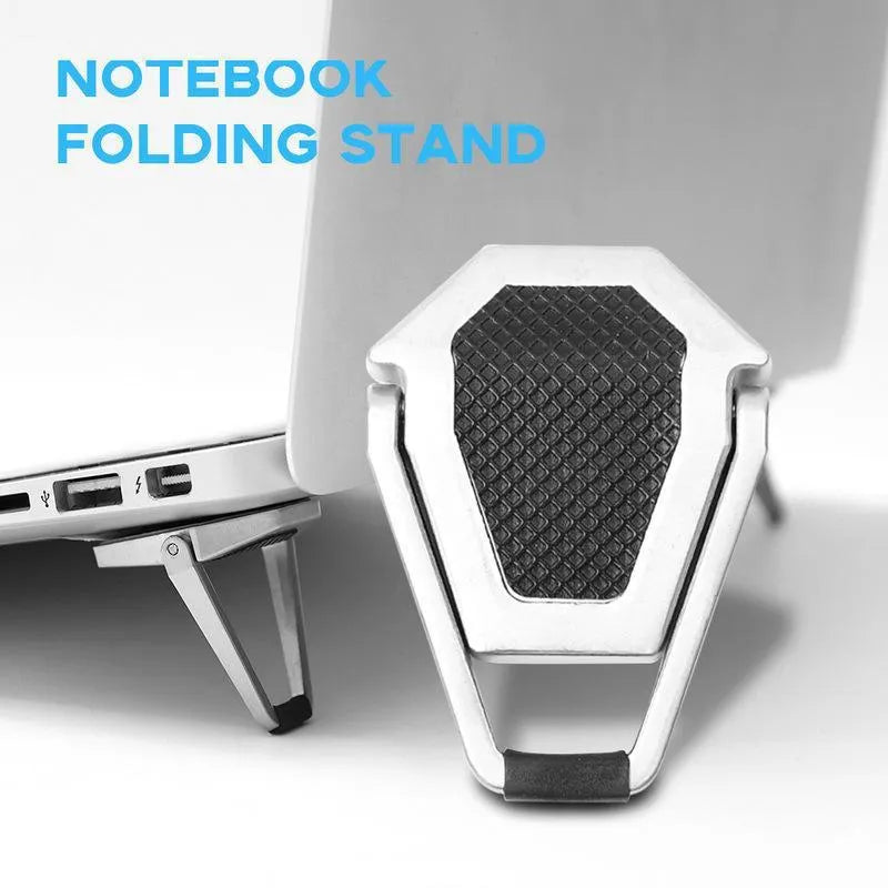 Aluminum alloy foldable computer bracket with adhesive pads for desk organisation