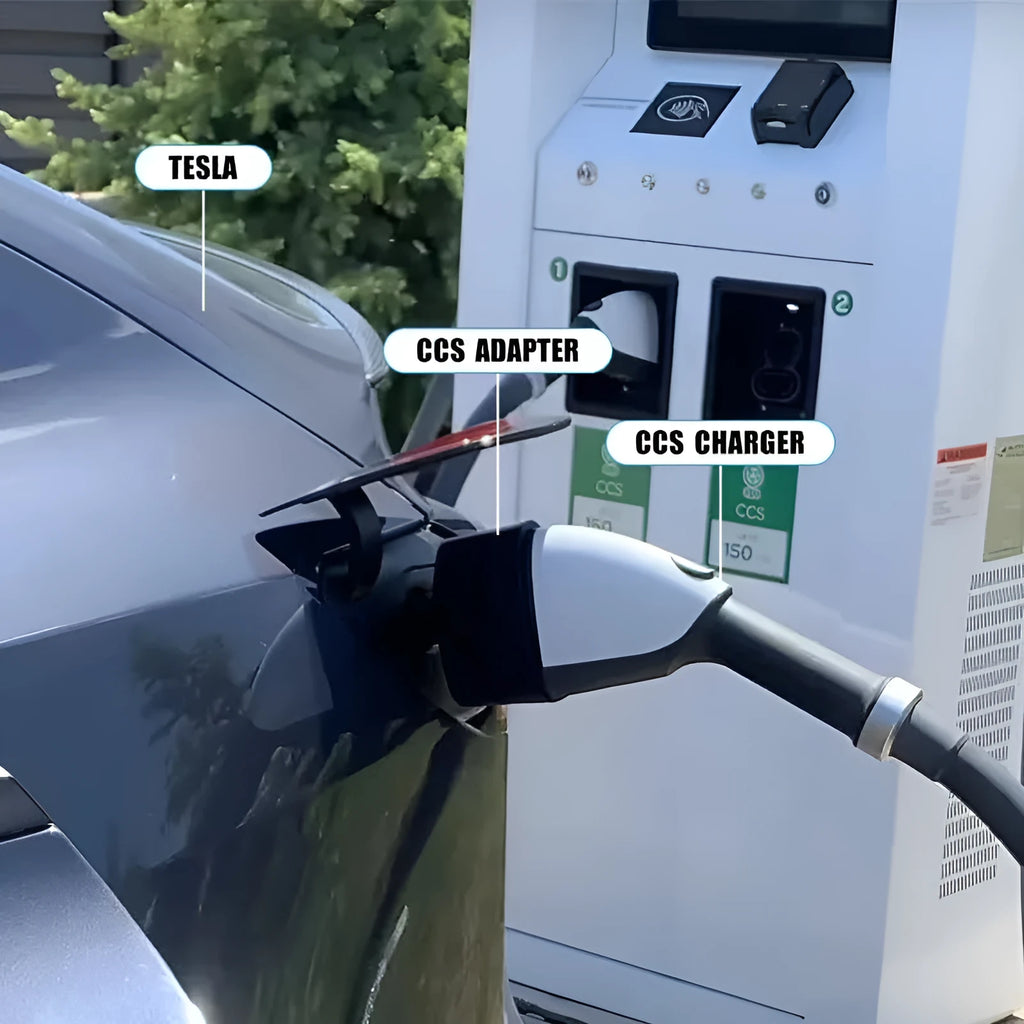 Black Tesla charging plug conversion adaptor for American Standard to UK socket conversion