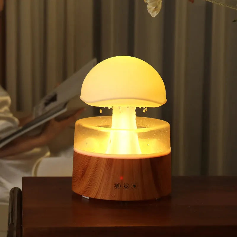 White cloud-shaped ultrasonic humidifier and aroma diffuser with multi-colour LED night light