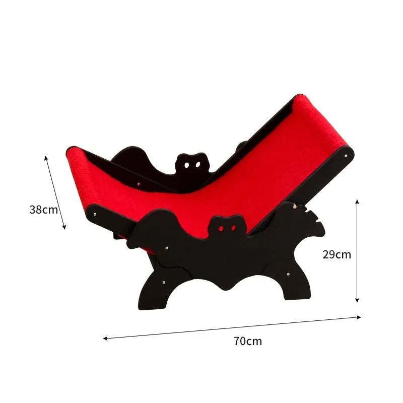 Black and red solid wood cat recliner lounge chair, product code MW-054.