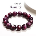 Natural purple lepidolite crystal bracelet with polished round beads in geometric design showing size options