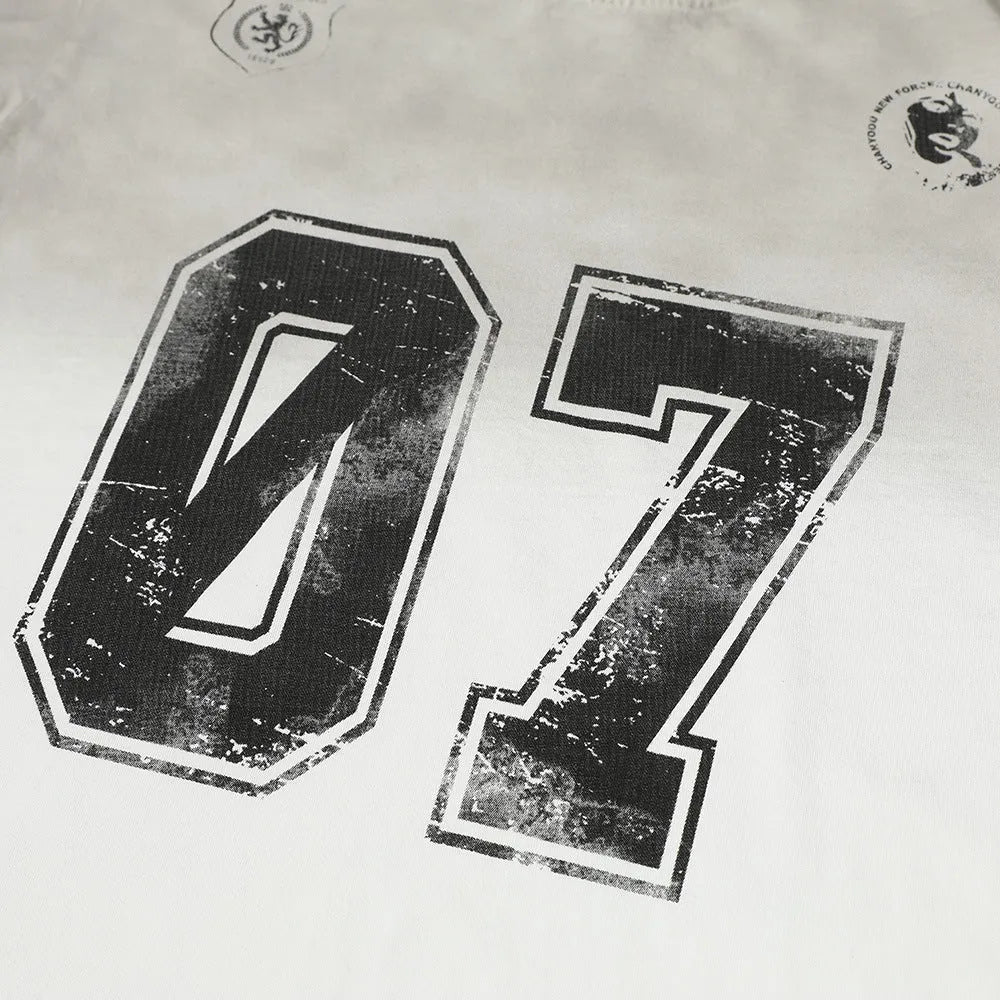 Men's black and white short-sleeved cotton t-shirt shown front and back.