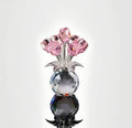 K9 crystal rose ornament with wire drawing geometric Chinese style decoration in red, purple, pink, yellow, green, blue or colourful