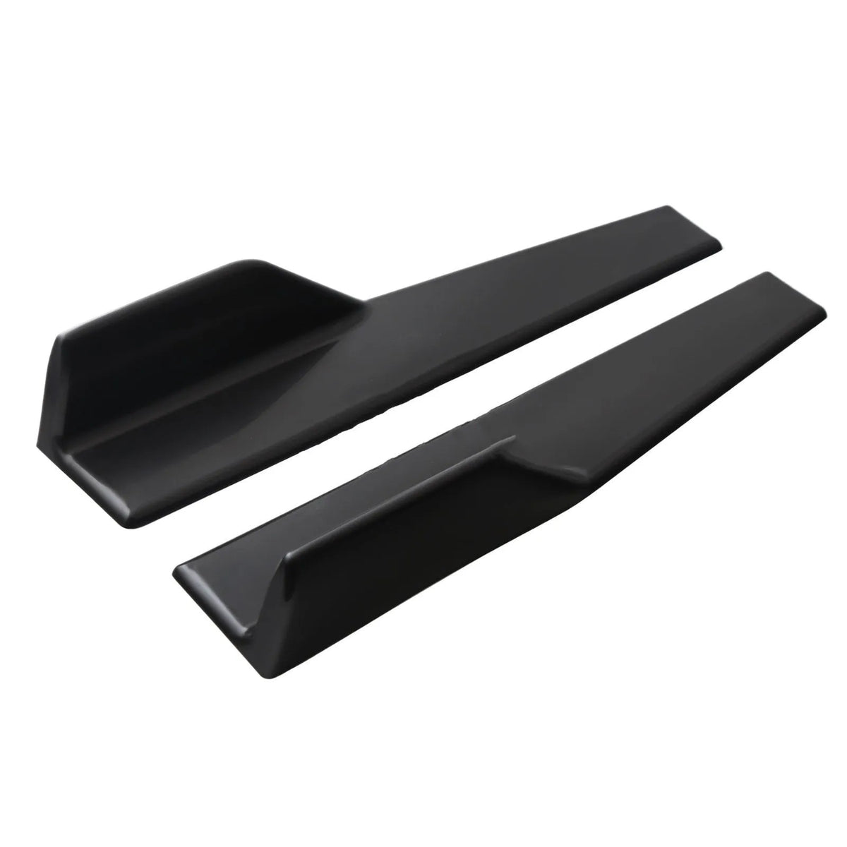 Pair of black PU car side skirts with 3D carbon fibre pattern, each 0.45 m long